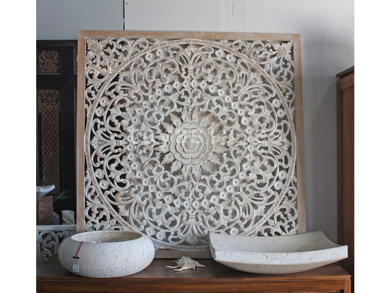 Decoración Pared Circulo Tallado Mandala En Madera 87x87cm - Blanco con  Ofertas en Carrefour