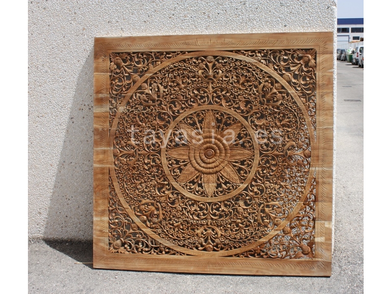 tayasia: Catálogo. Tallas de madera para poner en la pared. Artesania -  Tallas de madera - Tallas de pared. : Tríptico tallado en madera maciza. Mandala  madera tallada 150 cm.. Mandala tallado